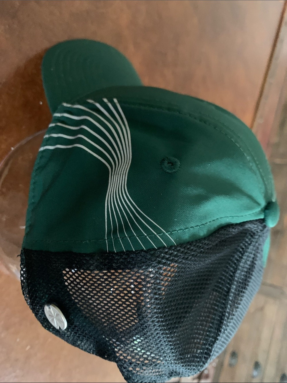 Athleta Forest Green Trucker Hat with White Wave